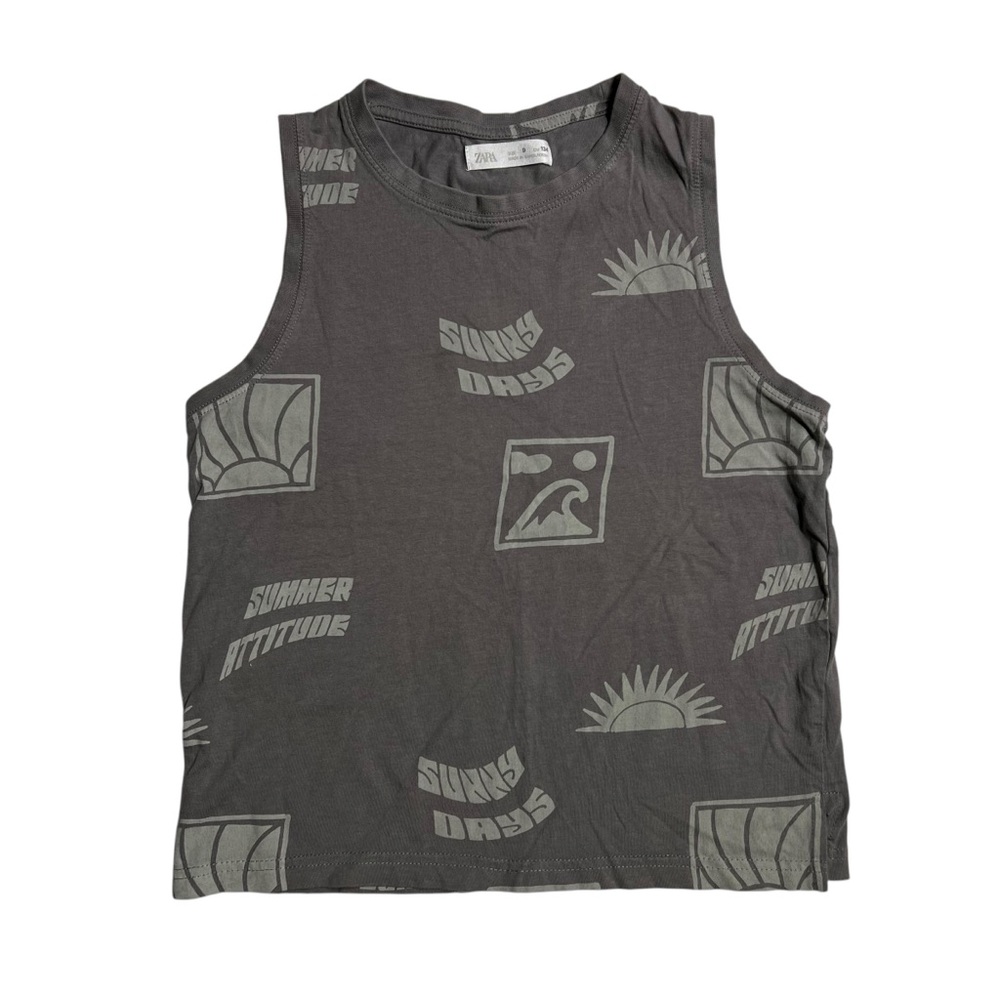 Zara Charcoal‎ Graphic Tank Top
